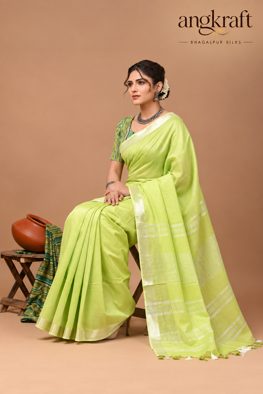 Bhagalpuri Linen Saree with Stripes