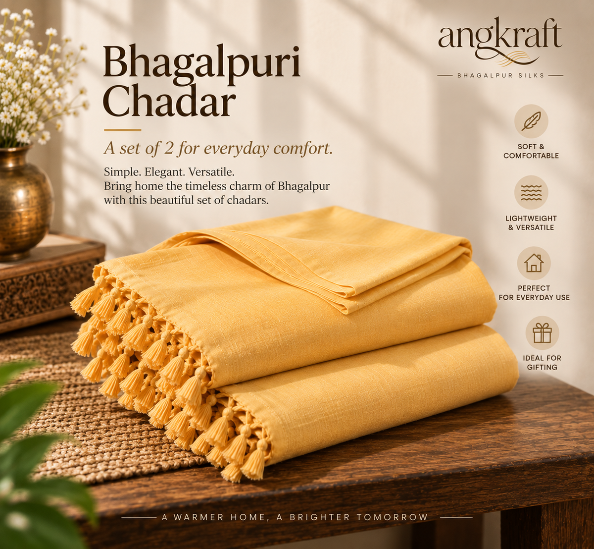 Bhagalpuri Andi Dull Chadar-Pack of 2