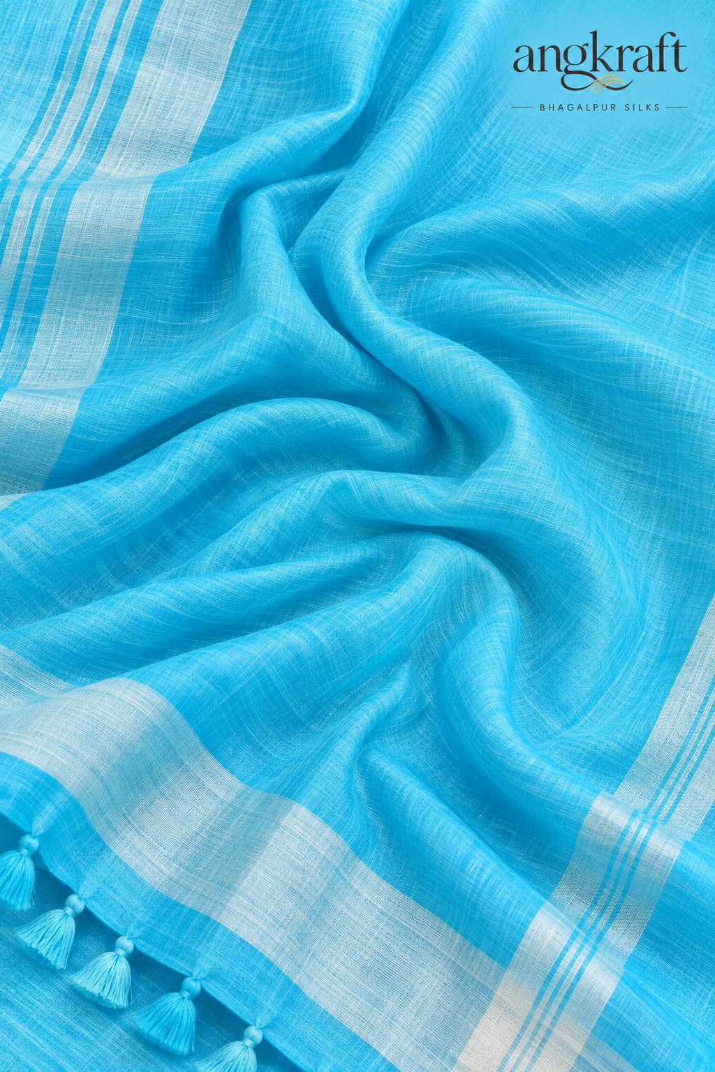 Bhagalpuri Plain Linen Saree with Stripes