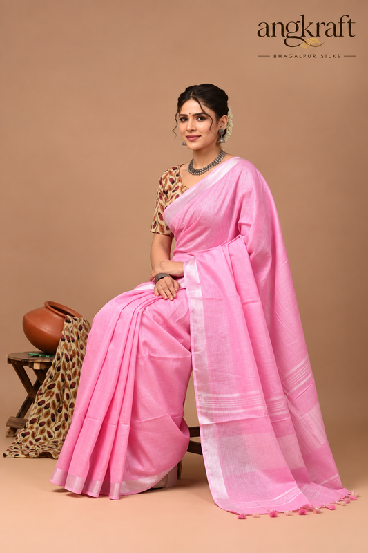Bhagalpuri Linen Saree with Stripes