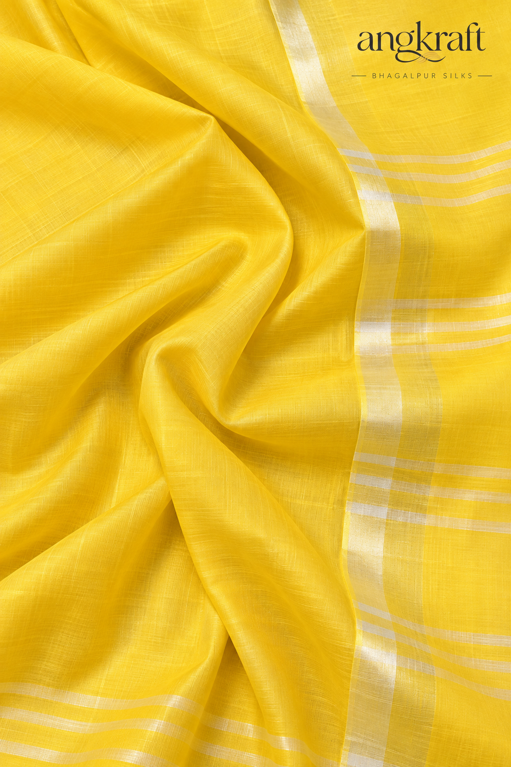 Bhagalpuri Plain Linen Saree with Stripes