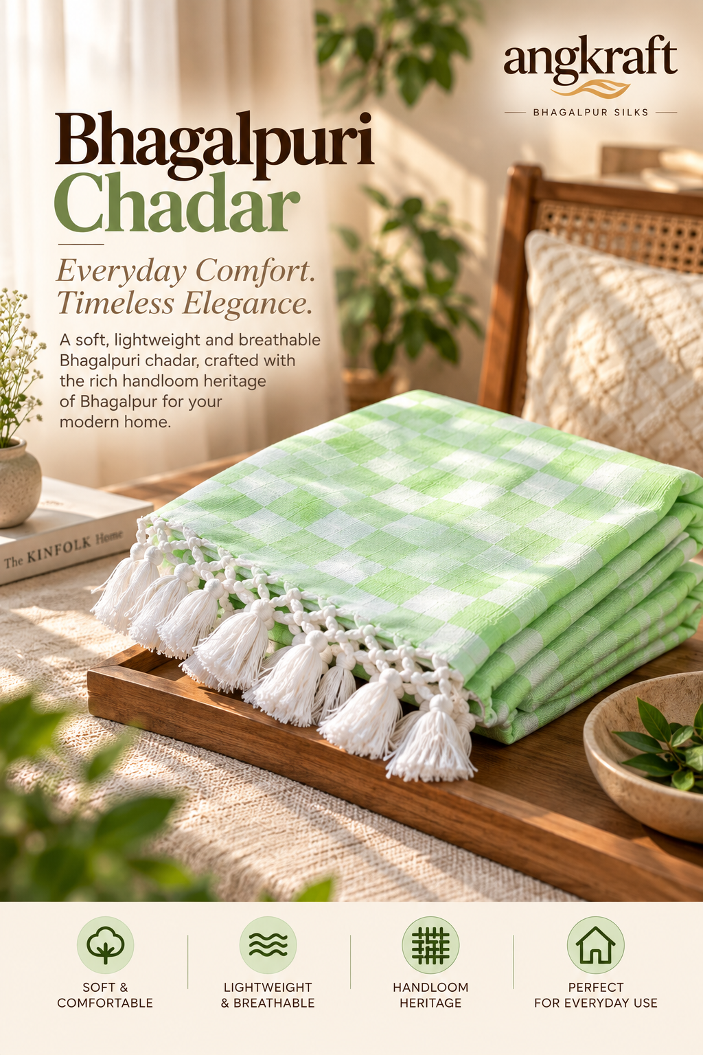 100 % Authentic Green Bhagalpuri 3D Chadar