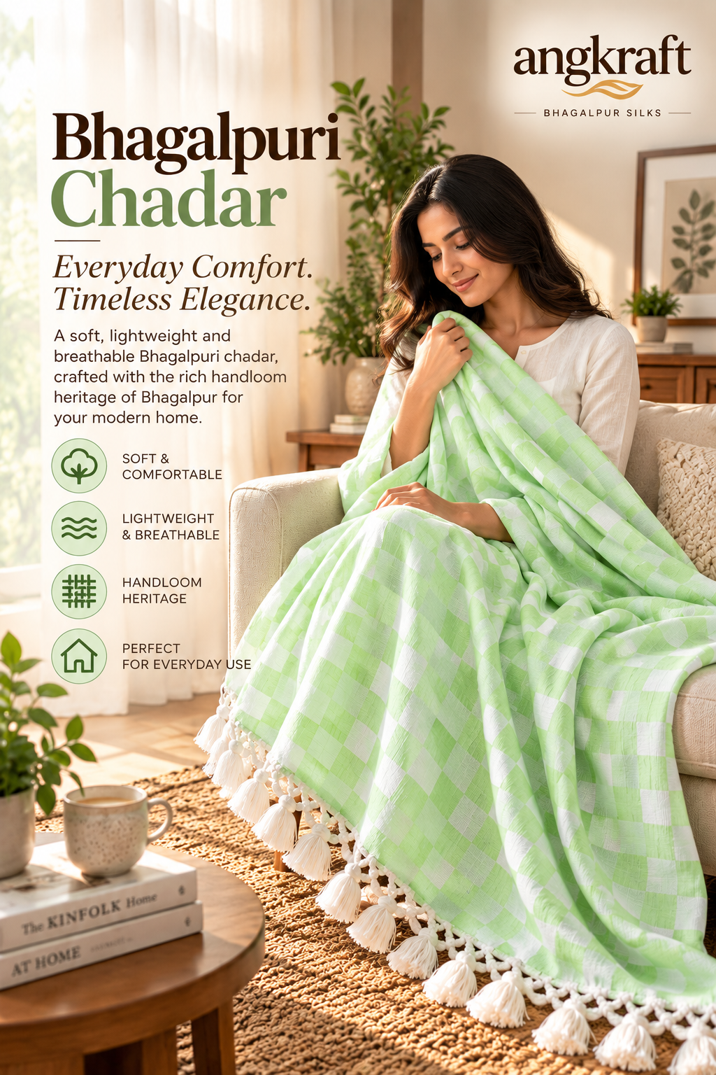 100 % Authentic Green Bhagalpuri 3D Chadar