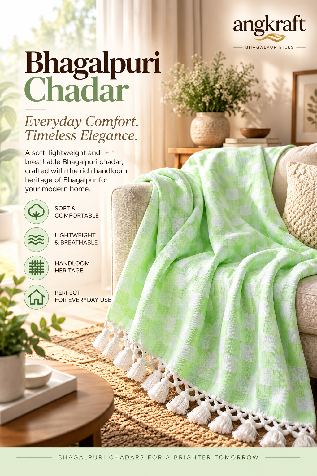 100 % Authentic Green Bhagalpuri 3D Chadar